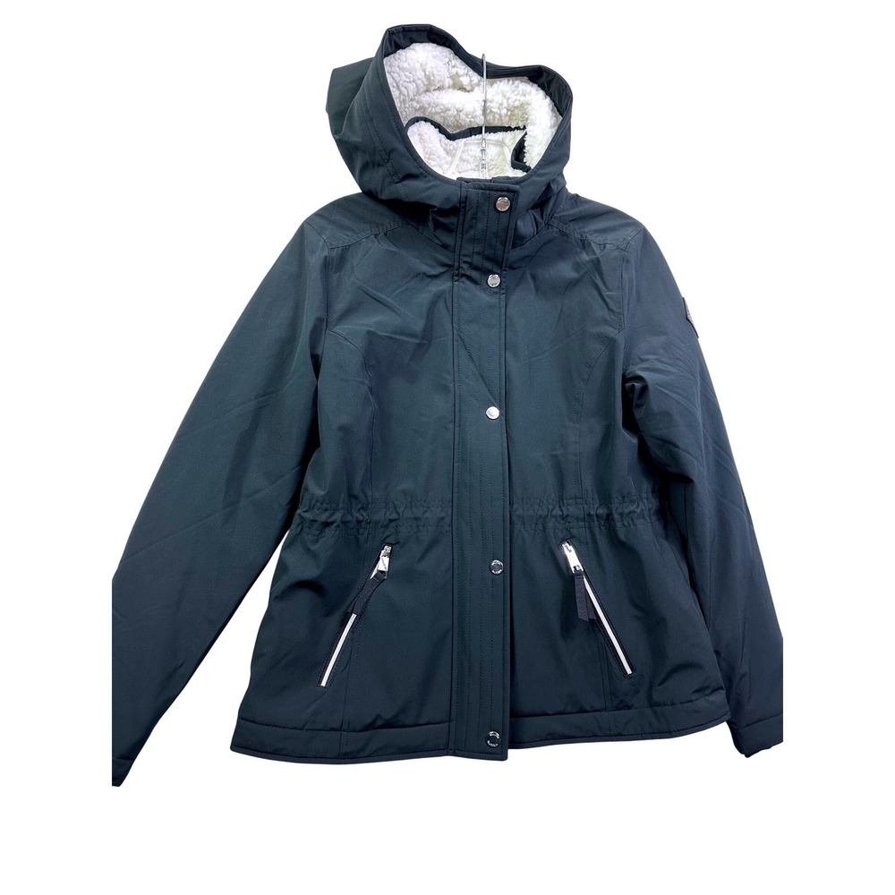 Hollister Women Sherpa Lined All Weather Jacket Black Size Medium